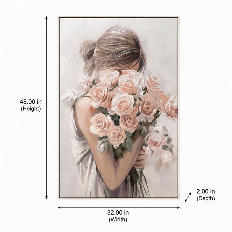Pemberly Row Roses Embrace Hand-Embellished Canvas Art in Blush Finish