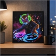 Pemberly Row Multicolor LED Neon Tiger DJ Canvas Wall Art with Wood Frame