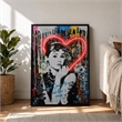 Pemberly Row Multicolor LED Neon Hearts Canvas Wall Art with Wood Frame