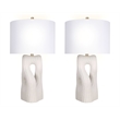 Pemberly Row Eclipse Harmony Ceramic Table Lamps Set of 2 in White