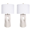 Pemberly Row Eclipse Harmony Ceramic Table Lamps Set of 2 in White