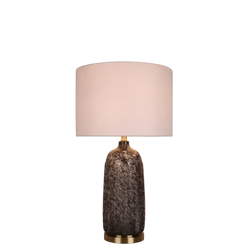 Pemberly Row Midnight Weave Art Glass Table Lamp with Gold Accents