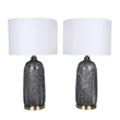 Pemberly Row Midnight Weave Art Glass Table Lamp with Gold Accents