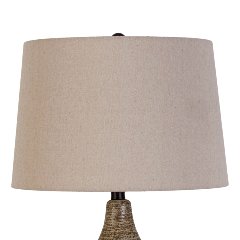Pemberly Row Serene Stone Ceramic Table Lamp Set in Beige and Black
