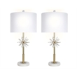 Pemberly Row Crystal Bloom Table Lamp with White Marble and Soft Gold