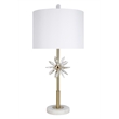 Pemberly Row Crystal Bloom Table Lamp with White Marble and Soft Gold