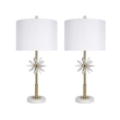 Pemberly Row Crystal Bloom Table Lamp with White Marble and Soft Gold