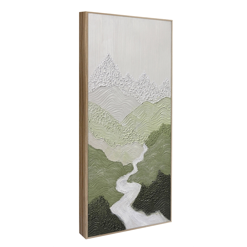 Pemberly Row Verdant Passage I Hand-Painted Abstract Art in Black Frame