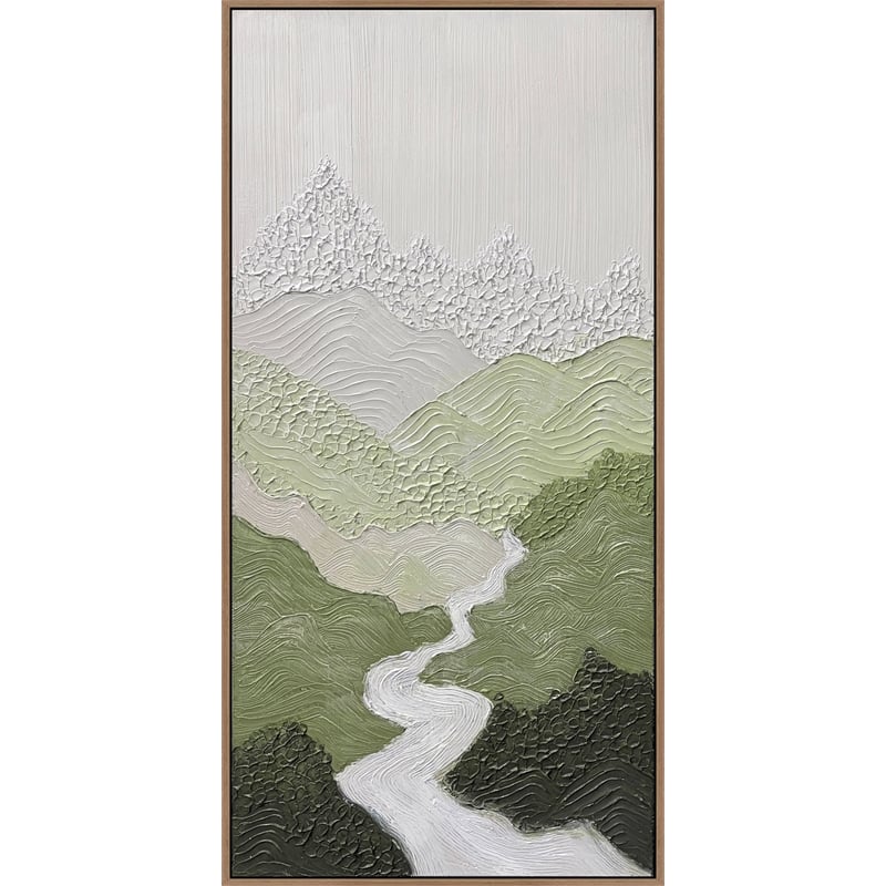 Pemberly Row Verdant Passage I Hand-Painted Abstract Art in Black Frame