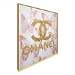 Pemberly Row Glam Flutter II Gloss Canvas Butterfly Art with Gold Frame