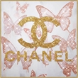 Pemberly Row Glam Flutter II Gloss Canvas Butterfly Art with Gold Frame
