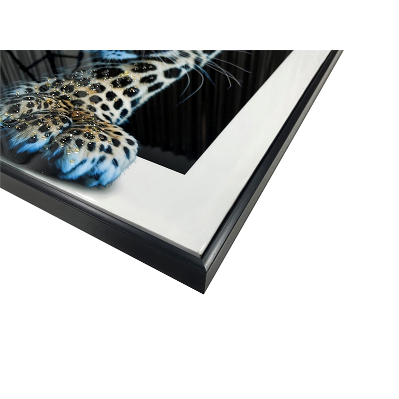 Pemberly Row Midnight Stalker II Leopard Portrait Gloss Canvas Black Frame