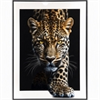 Pemberly Row Midnight Stalker II Leopard Portrait Gloss Canvas Black Frame