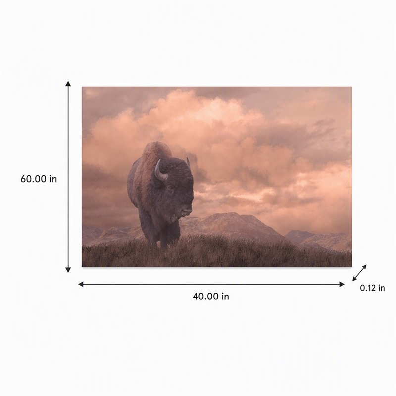 Pemberly Row Tempered Glass Frameless Wall Art - Sepia Buffalo - 40
