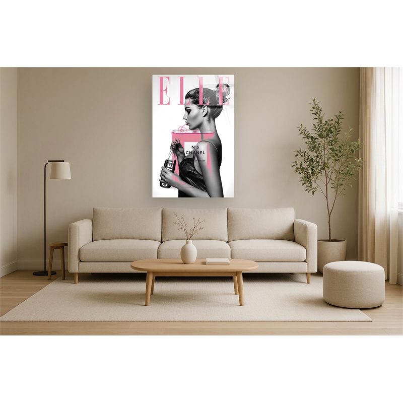 Pemberly Row Frameless Tempered Glass Wall Art in Pink - 40