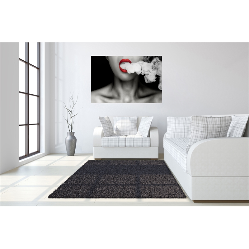 Pemberly Row Frameless Tempered Glass Wall Art in Black - 60