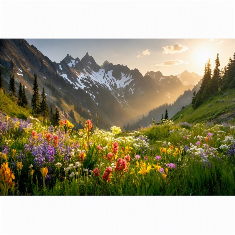 Pemberly Row Tempered Glass Art Green Alpine Panoramic Landscape 40