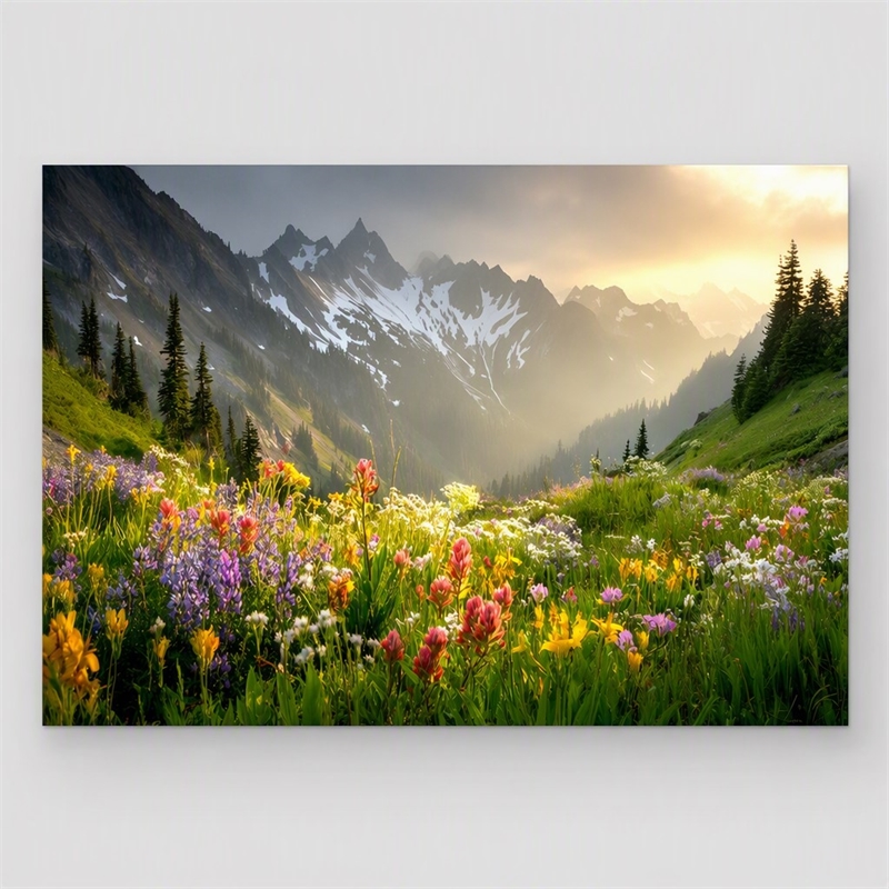 Pemberly Row Tempered Glass Art Green Alpine Panoramic Landscape 40