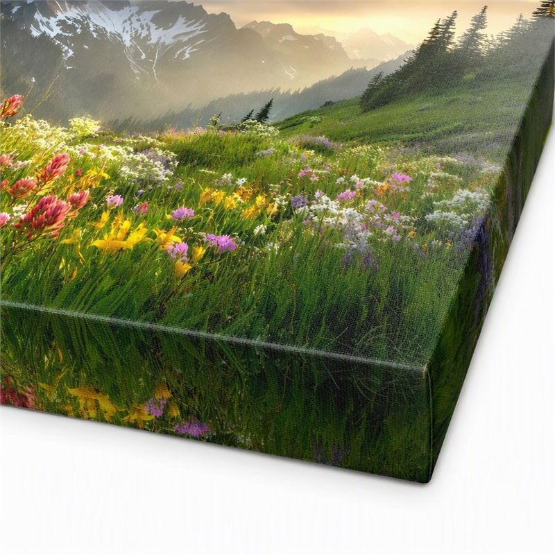 Pemberly Row Tempered Glass Art Green Alpine Panoramic Landscape 40