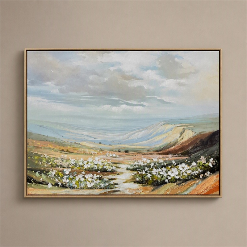 Pemberly Row Transitional Landscape Art with Light Wood Frame 30