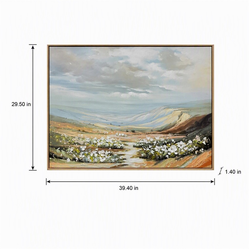 Pemberly Row Transitional Landscape Art with Light Wood Frame 30