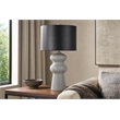 Pemberly Row Ceramic Table Lamp with Faux Leather Shade in Gray