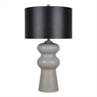 Pemberly Row Ceramic Table Lamp with Faux Leather Shade in Gray
