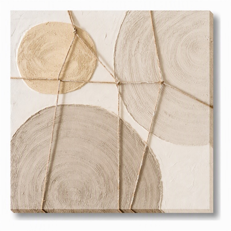 Pemberly Row Textured Abstract Canvas Wall Art - Circular Multi-Color Design
