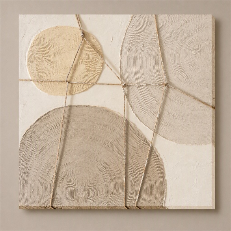 Pemberly Row Textured Abstract Canvas Wall Art - Circular Multi-Color Design