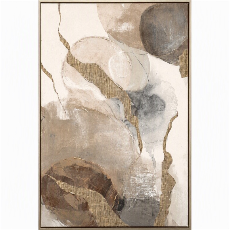 Pemberly Row Framed Canvas Wall Art in Champagne Wood Frame - Ethereal Whispers