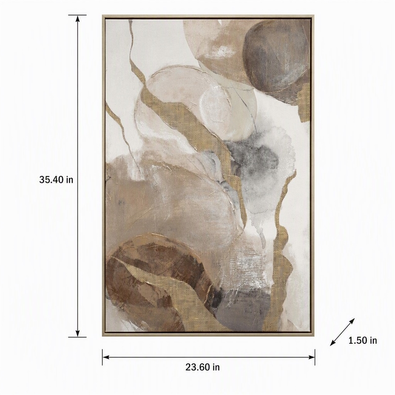 Pemberly Row Framed Canvas Wall Art in Champagne Wood Frame - Ethereal Whispers