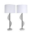 Pemberly Row Spiral Table Lamp in Matte Black and Gold with Marble Base
