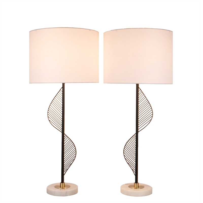 Pemberly Row Spiral Table Lamp in Matte Black and Gold with Marble Base