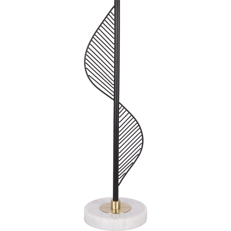 Pemberly Row Spiral Table Lamp in Matte Black and Gold with Marble Base