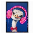 Pemberly Row Multicolor LED Neon Ostrich Canvas Wall Art with Wood Frame