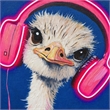 Pemberly Row Multicolor LED Neon Ostrich Canvas Wall Art with Wood Frame