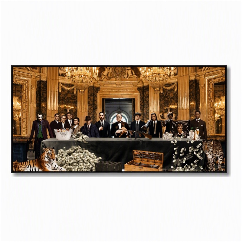 Pemberly Row Multicolor Gangster Movie Icons Canvas Wall Art with Wood Frame