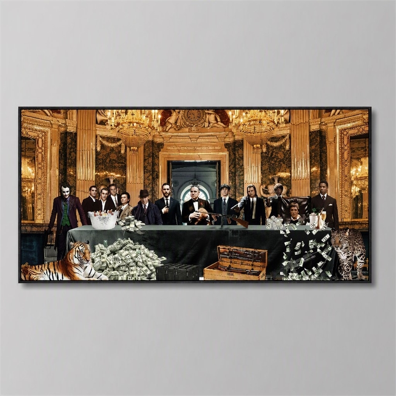Pemberly Row Multicolor Gangster Movie Icons Canvas Wall Art with Wood Frame