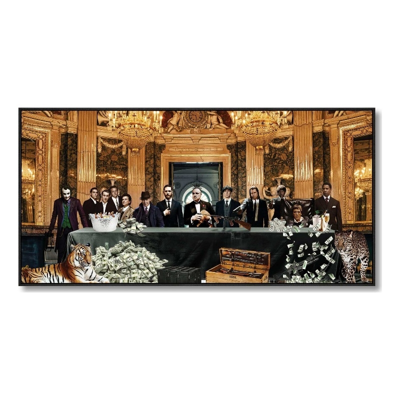 Pemberly Row Multicolor Gangster Movie Icons Canvas Wall Art with Wood Frame