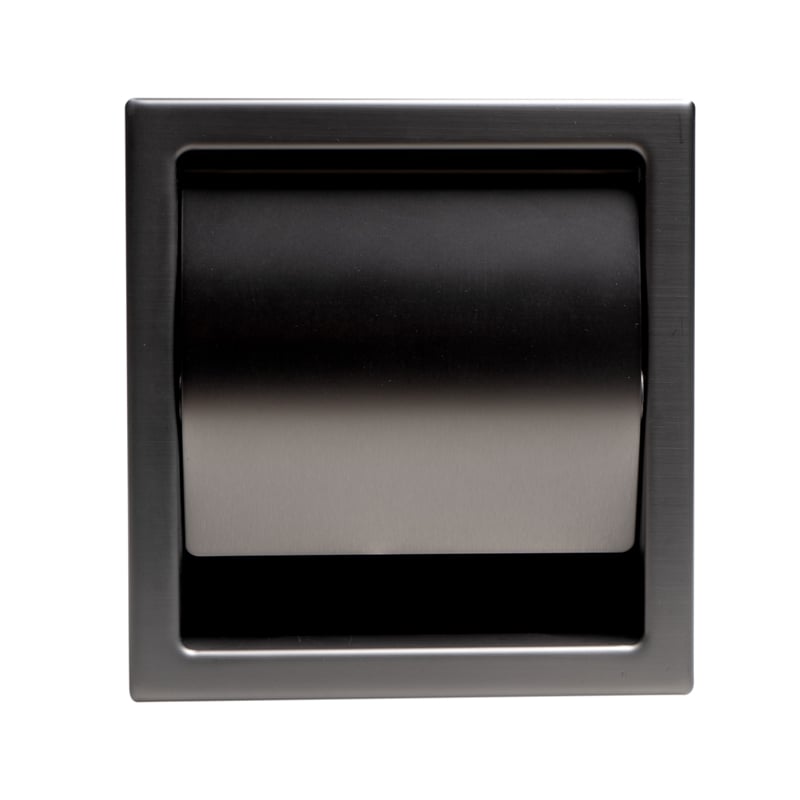 Pemberly Row Recessed Toilet Paper Holder Stainless Steel Brushed Black