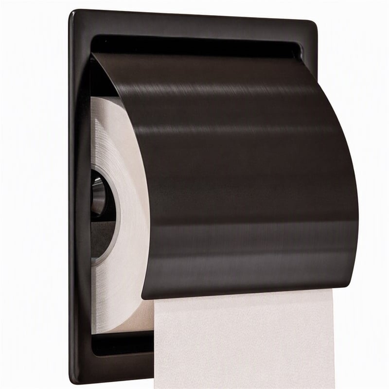 Pemberly Row Recessed Toilet Paper Holder Stainless Steel Brushed Black