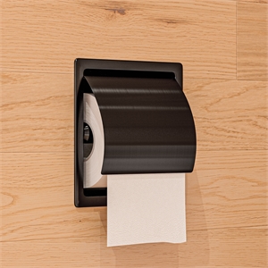 Pemberly Row Recessed Toilet Paper Holder Stainless Steel Brushed Black