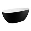 Pemberly Row 59-Inch Black & White Matte Resin Oval Soaking Bathtub