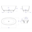 Pemberly Row 59-Inch Black & White Matte Resin Oval Soaking Bathtub