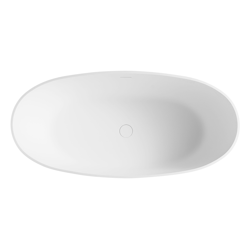 Pemberly Row 59-Inch Black & White Matte Resin Oval Soaking Bathtub