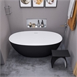 Pemberly Row 59-Inch Black & White Matte Resin Oval Soaking Bathtub
