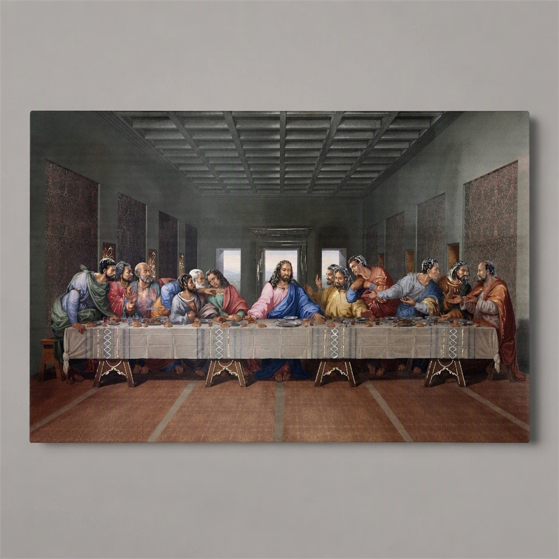 Pemberly Row Frameless Tempered Glass Wall Art Depicting Ethnic Last Supper