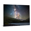 Pemberly Row Frameless Tempered Glass Wall Art with Mountain and Starry Sky