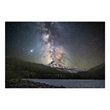 Pemberly Row Frameless Tempered Glass Wall Art with Mountain and Starry Sky