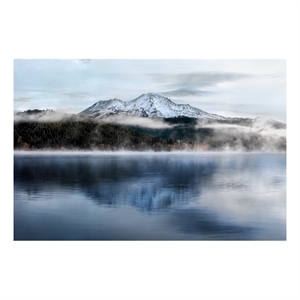 Pemberly Row Frameless Mountain Lake Wall Art in Glass - Multicolor